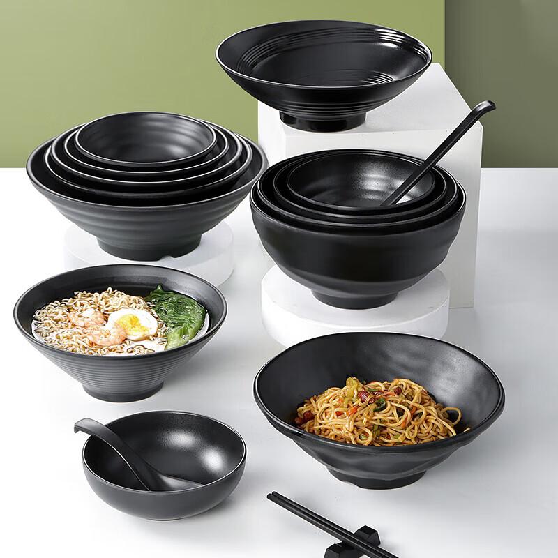 Jiuyue Mei Melamine Black Soup & Noodle Bowl