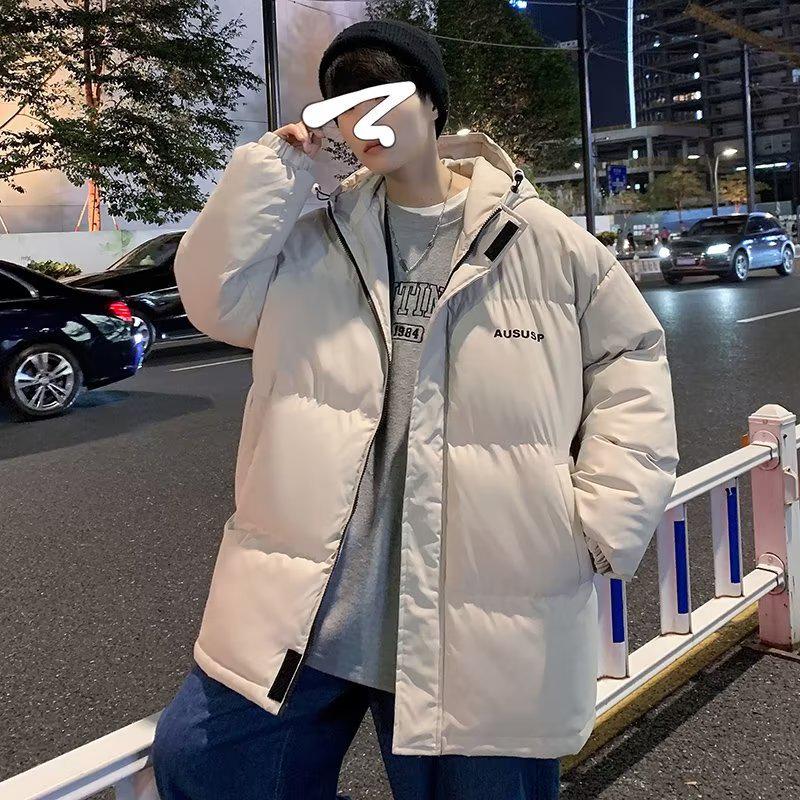 

Мужская модная зимняя толстая куртка в гонконгском стиле с воротником-стойкой - свободный крой, однотонный цвет, принтованный рисунок 5XL хаки