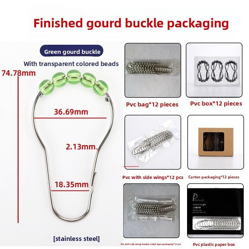 12-Piece Stainless Steel Rollerball Glide Shower Curtain Hooks - Rust-Resistant and Easy To Install
