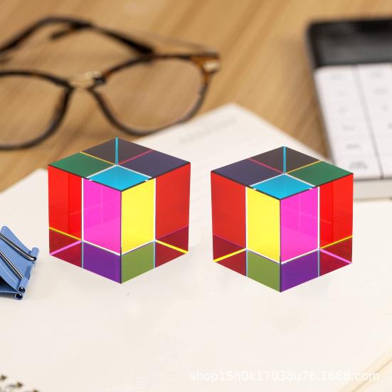 Colorful Faux Crystal Toy Cube Prism Decorative Desktop Science Light Refraction Learning Project Fun Play with