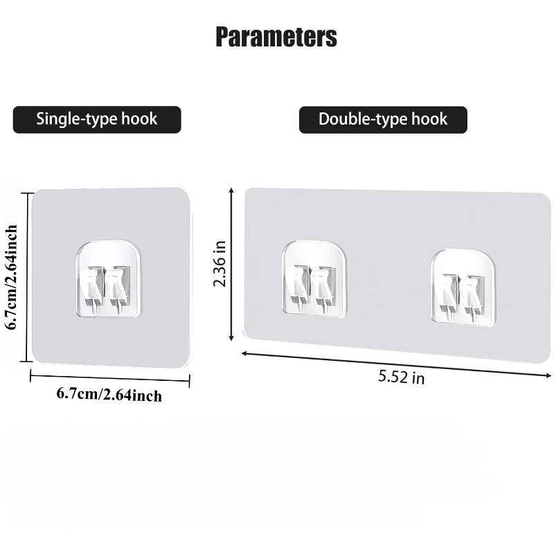 11PCS Transparent Adhesive Storage Rack Sticky Hooks No Drill Bathroom Kitchen Shelf Holder Iron Support Strong Bearing Capacity