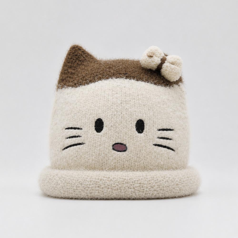 Winter hat women's fleece thickened soft wool hat adult cute cat ears warm ear protector knitted hat