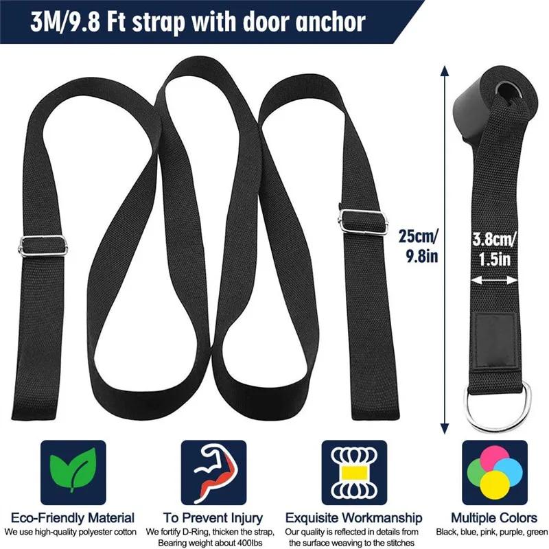 3M Door Flexibility Stretching Yoga Stretch Strap Leg Stretcher Strap D-Ring Belt Dance Gymnastics Resistance Fitness Gym Bands