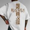Summer Christian Style Jesus Cross Pattern Printed Short-sleeved Cotton Men's T-shirt with Faith Theme Loose and Trendy Top