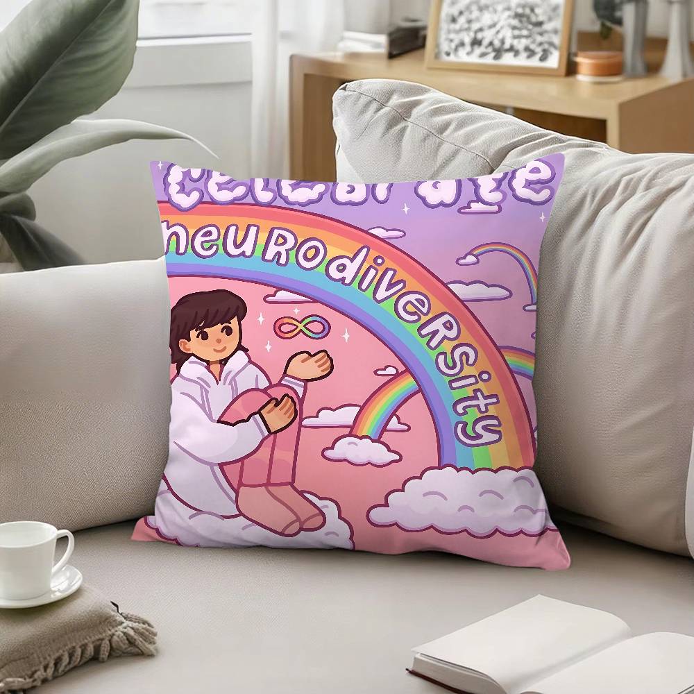 Autism Acceptanc Creative Slogan Throw Pillow Covers Pattern Cushion Cover Suitable For Sofa Bedroom Car Pillow Cover