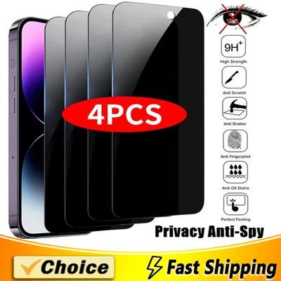 4 Piezas Protector de Pantalla de Privacidad para iPhone 15 14 13 Pro Max 15 14 Plus 13 12 mini 11 Pro XS Max X XR Vidrio Templado de Privacidad