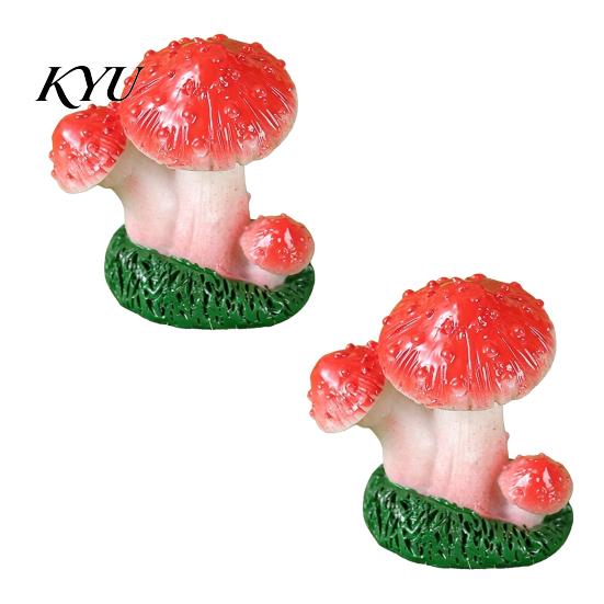 DIY Craft Supplies 2 Pcs Mini Mushroom Figurines, Miniature Resin Figures Tabletop Scenes for Micro Landscape, Fairy Garden, Aquarium, Bonsai