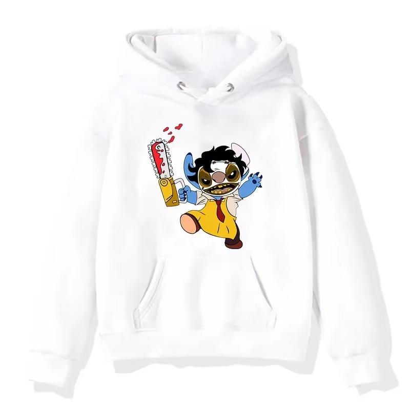 Halloween Stitch Pattern Hoodies Cute Cartoon Disney Sweatshirts Pocket Clothing Daily Men Hoodies Autumn Winter Pullover Tops