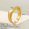 Minimalist Gold Japanese Korean Style Flat Square Titanium Steel Ring for Women