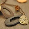 Damen Vintage Hohlschnitzerei Waterdrop Holz Samt Seil Pullover Halskette Schmuck