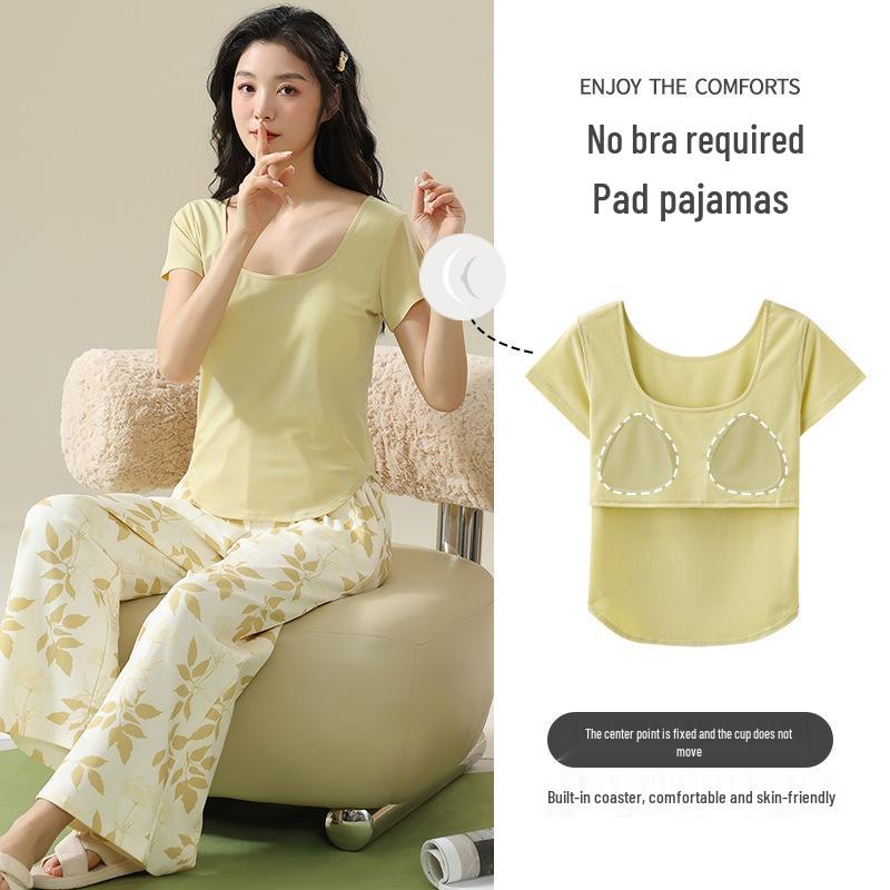 Women's Stylish Modal Short Sleeve & Long Pants Summer Lounge Set