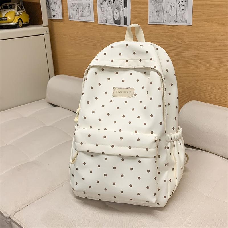 Lightweight Student Schoolbag Dot Print Commuter Backpack