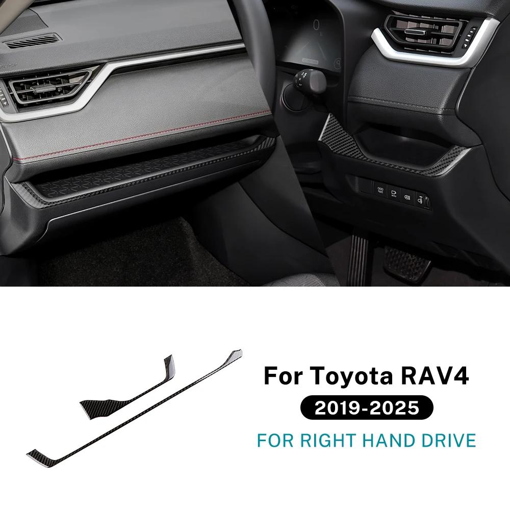 LHD RHD Car Dashboard Decor Strip Trim Real Soft Carbon Fiber Sticker For Toyota RAV4 XA50 2024 2025