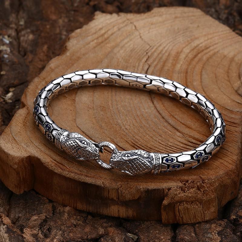 Yan Yu 2024 Retro Blue Zircon Snake Chain Unisex High-End Trend Jewelry