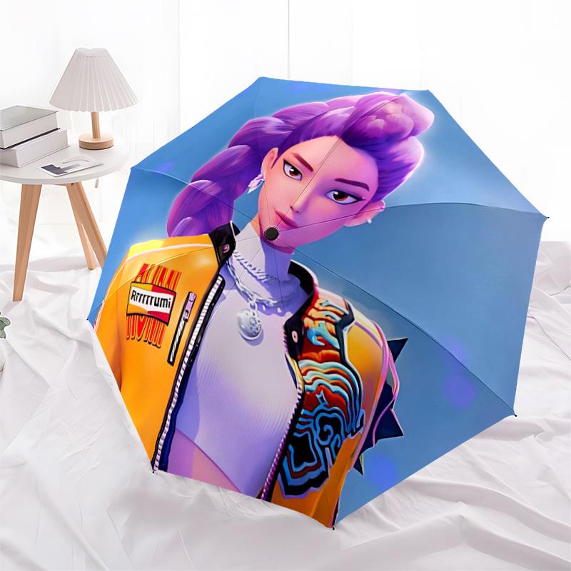 1pc Huntrix Automatic Folding Umbrella - Compact 8-Rib Design, Durable Plastic & Iron, Perfect Gift for Friends & Family,  yy250923020