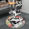 1pc Skull Floral Decor Chair Carpet for Office, Round Polyester Mat, Indoor Decor for Office, Easycare Fabric, Washable Non-slip Area Carpet