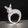 Huitan Unique Rabbit Rings for Women Dazzling Cubic Zirconia Lovely Lady Animals Finger Accessories Sweet Trendy Party Jewelry