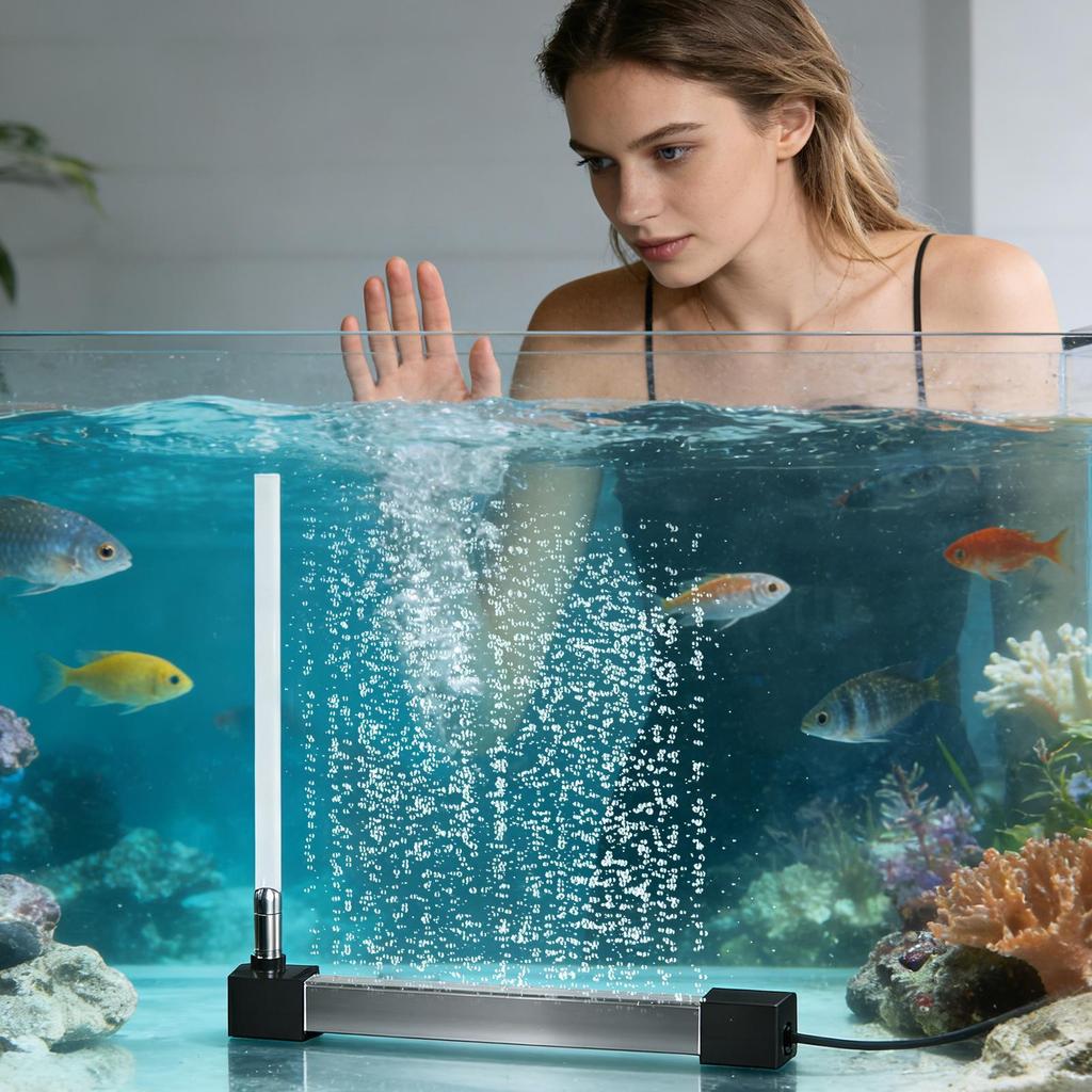 Long Aquarium Bubble Bar Quiet Aluminum Alloy Self-Sinking Strip Diffuser Fish Tank Air Bubbler For Freshwater Saltwater