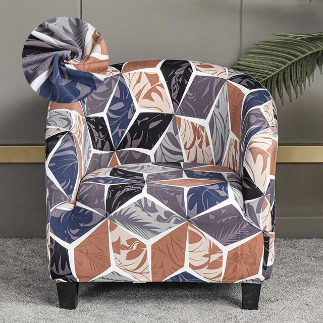 Levivel Club Chair Slipcover Stretch Armchair Printed Tub Chair Cover Living Sofa Cover Spandex Couch Cover Designed For Bar Counter Family Room