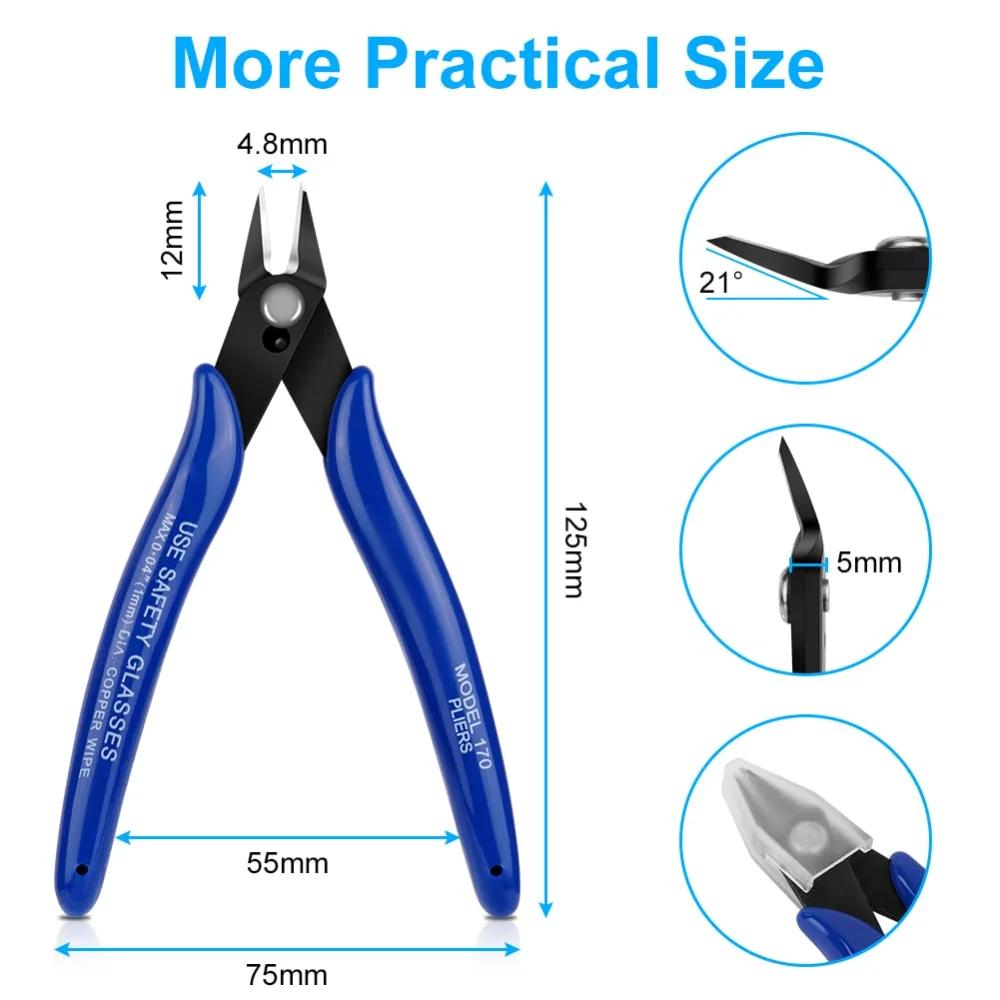 Wire Cutters, Spring-loaded CRV Steel Diagonal Flush Cutters for Electrical & Home Use–Heavy Duty Precision Side Cutting Pliers