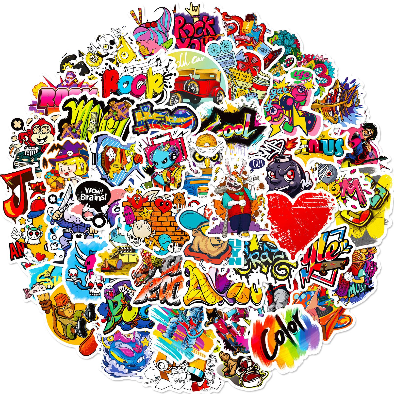 

50 Наклеек серии «Уличное граффити», Смешные наклейки для багажа, шлема, блокнота, персонализированные наклейки для гитары