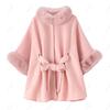 Women's Fox Fur Collar Wool Cape - Lace-up, Plus Size, Autumn/Winter Shawl.
