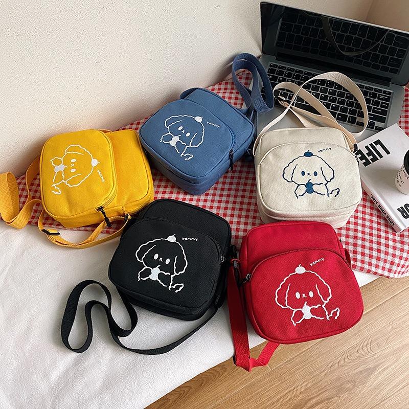 Japonský Harajuku styl kreslená plátěná taška korejská minimalistická crossbody peněženka pro studenty