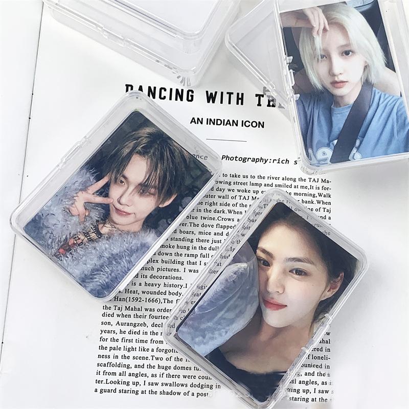 Transparent Idol Kpop Star Photo Storage Box With Flip Lid Photocards Holder Small Card Collection Card Dustproof Storage Box