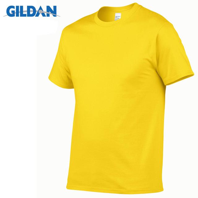 

Gildan Brand Summer Casual T-Shirt Men s Short Sleeve Top 100% Cotton Solid Color Sweatshirt Comfortable Breathable Men Clothing S