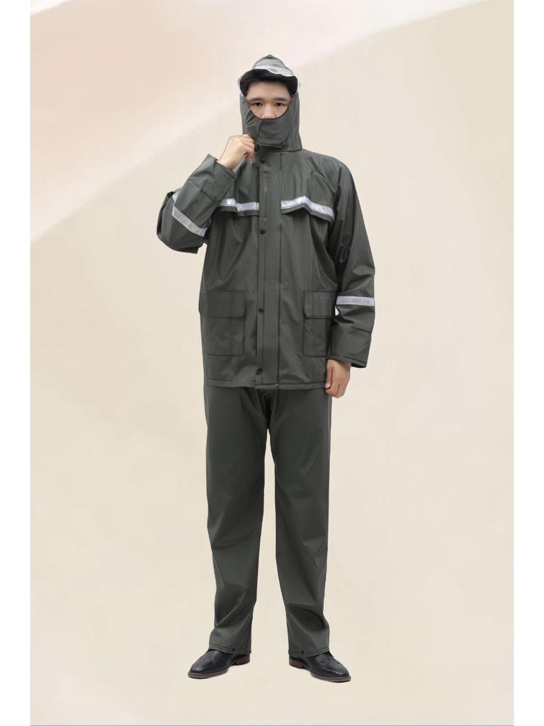 Protective Reflective Motorcycle Rain Suit - Ideal for Construction, Cycling & Riding