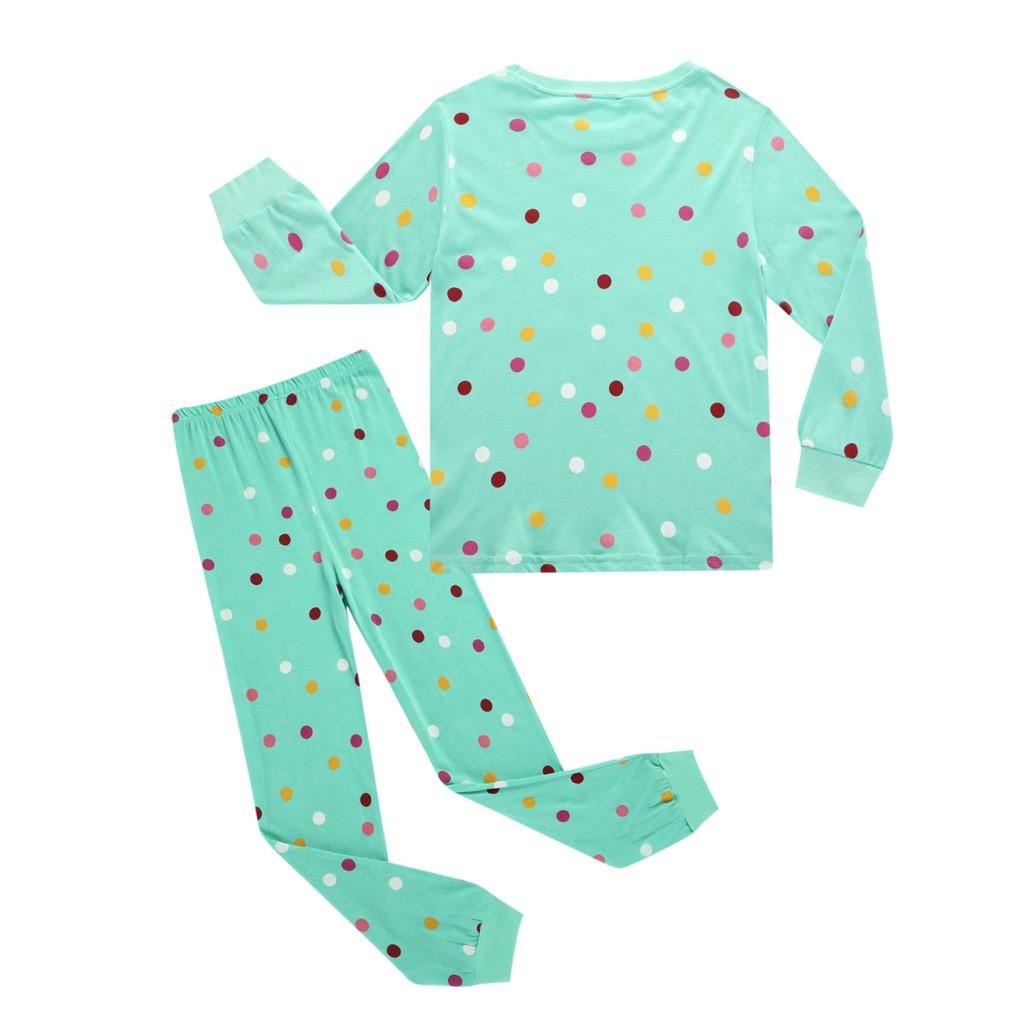 Toddler Dot Lapel Collar Top and Pants Pajamas Set