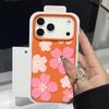 Fresh Style Cherry Blossom Pattern Case For iPhone 17 Pro Max Leather Texture Soft Silicone Cover For iPhone 16 15 14 13 Pro 12 11 16E Air