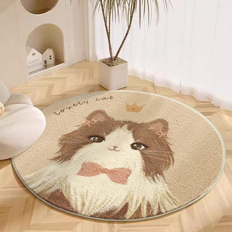 Cartoon Animals Carpets for Living Room Cute Bedroom Decor Plush Rug Round Dressing Table Floor Mat Fluffy Soft Children Carpet
