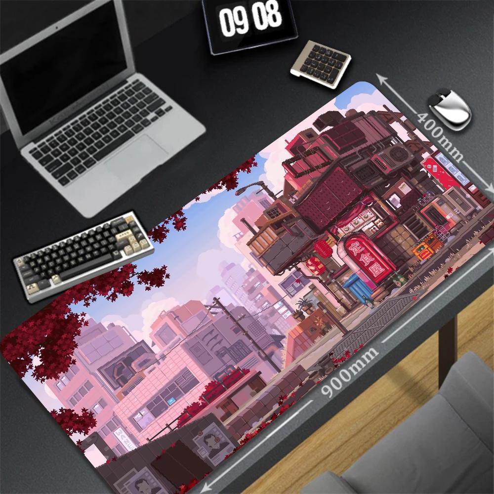 XXL Table Natural Rubber Carpet Large Game Non-slip Mousepad Pixel Sence Cute Mousepad Gamer Street Art Desk Mat For PC Keyboard
