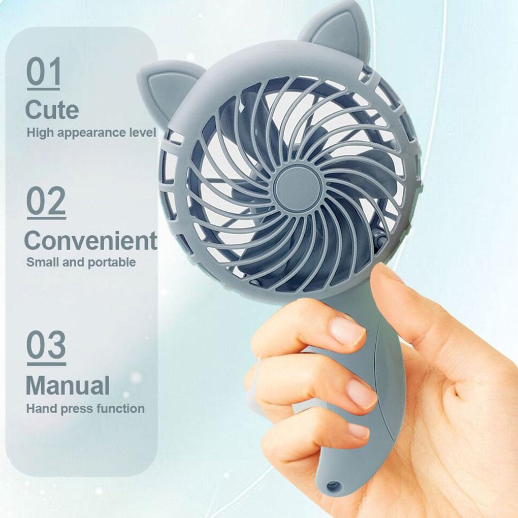 Hand Pressure Fan Without Battery Cooling Cartoon Summer Mini Fans Small Manual Household Children Kids 3 Colors