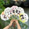 1pcs Cute Panda Printed Hand Fan Chinese Style Decorative Fan for Summer Cooling and Home Decoration