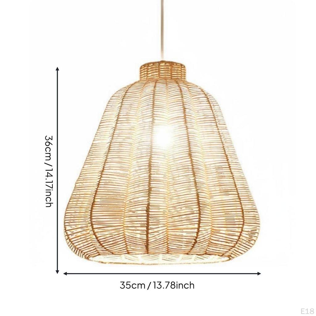 Rattan Pendant Lampshade Retro Design Woven Hanging Light Shade Rustic Elegance Fiber Lamp Cover for