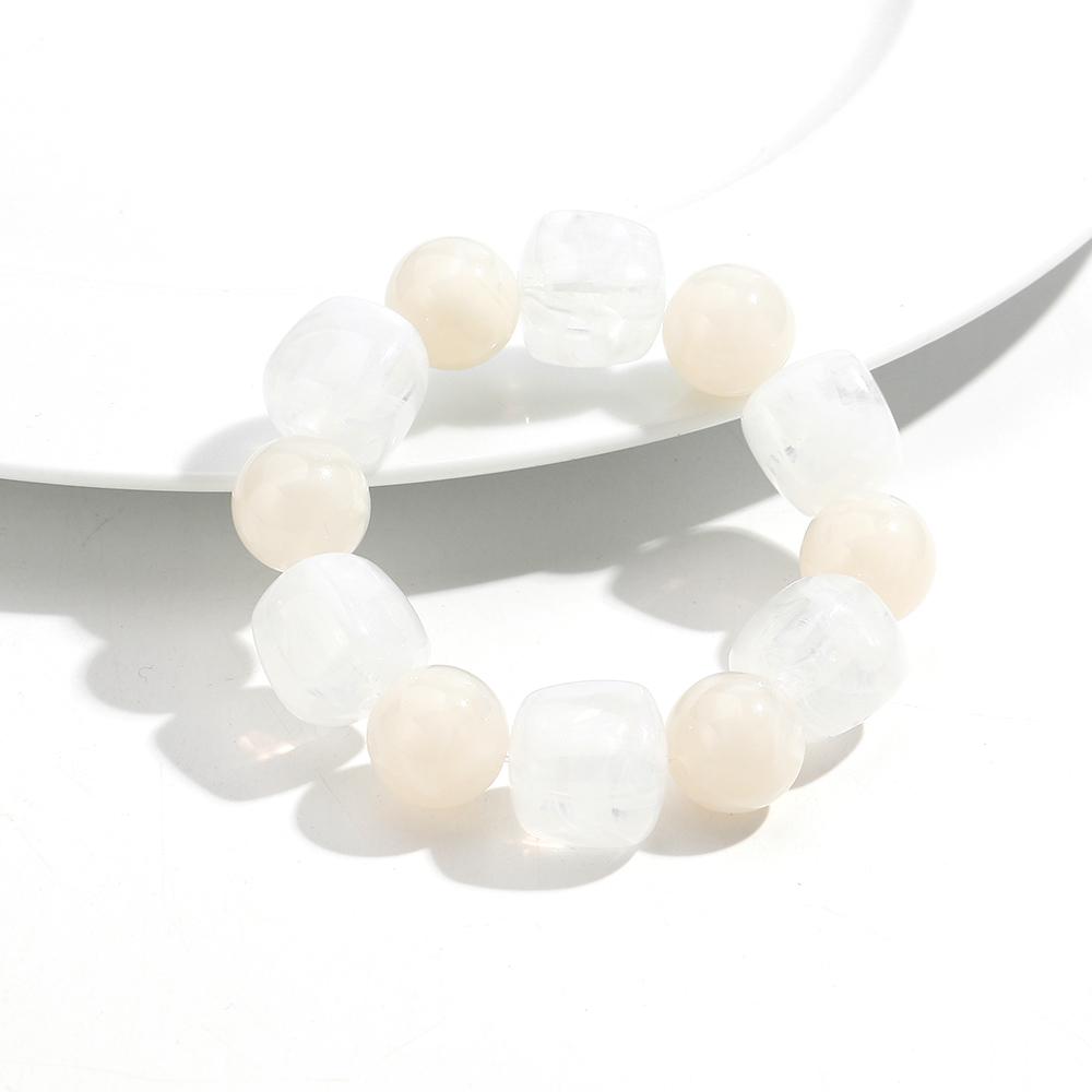 Acrylic Chunky Irregular Square Round Beaded Bracelet for Women European and American Simple Bracelet Fashion Hand Accessories