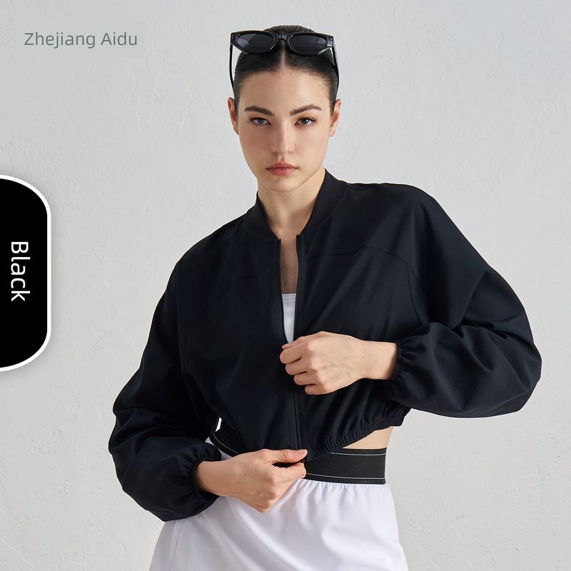 

Тканая Новая Спортивная Верхняя Одежда Женская Легкая Дышащая Тренировочная Майка Приталенный Дизайн Повседневная Уличная Приталенная Сексуальная Короткая Black(Quality Edition) M