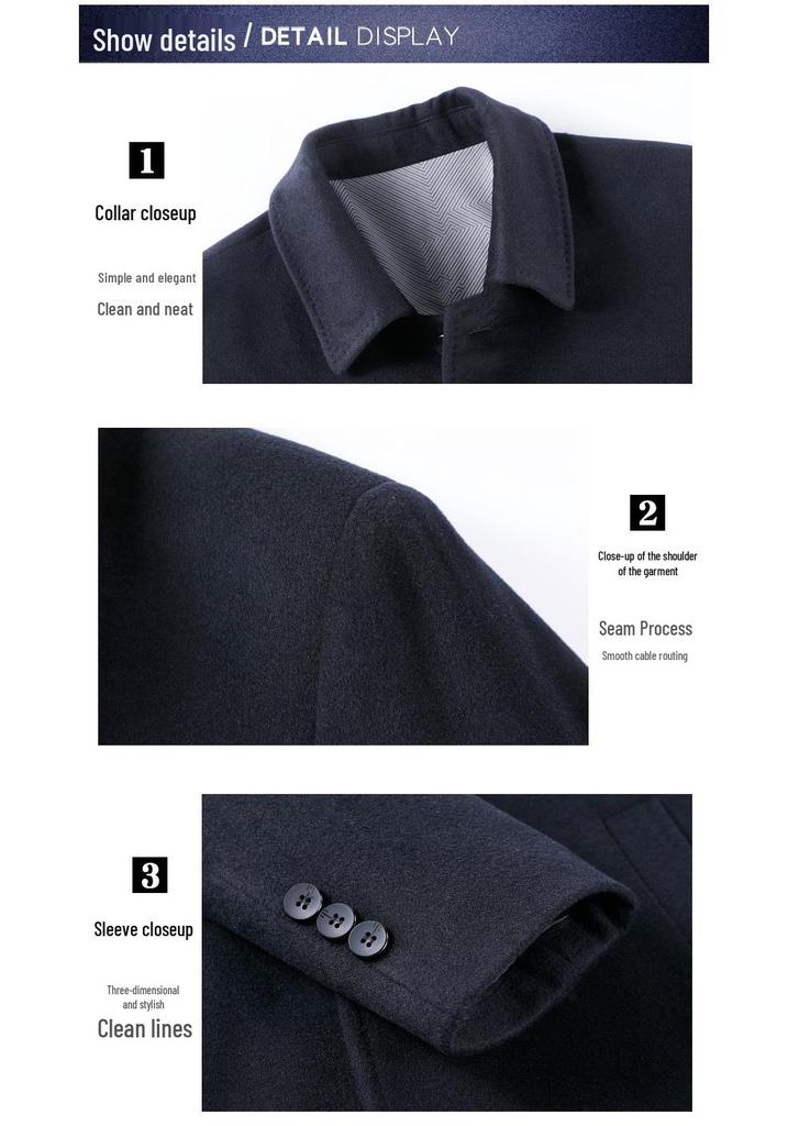 Men's Mid-Aged Wool Lapel Jacket - Business Casual Button-up for Autumn/Winter