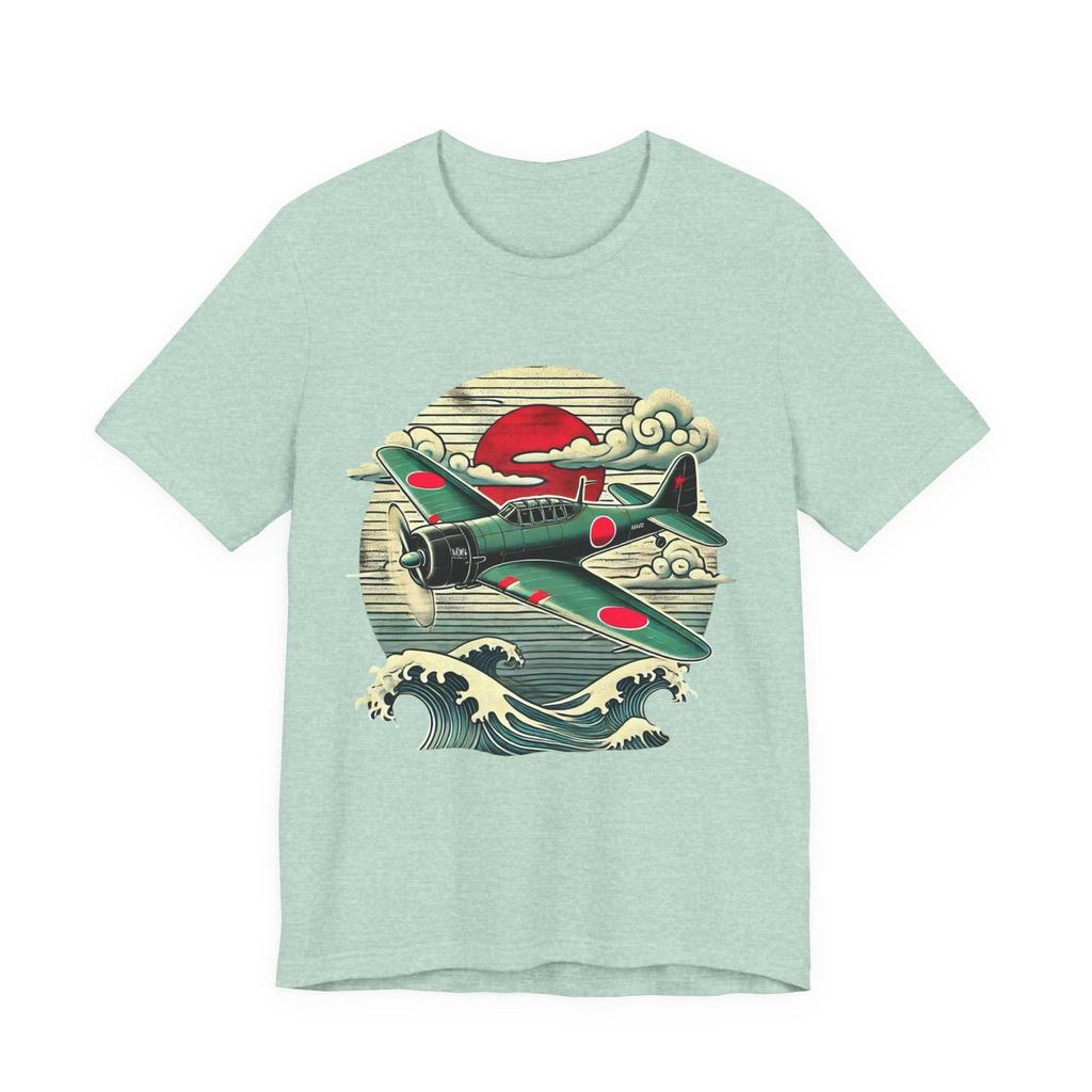 Camiseta del Avión de Combate Japonés Zero de la Segunda Guerra Mundial Diseño Vintage de Arte Militar para Aficionados a la Historia