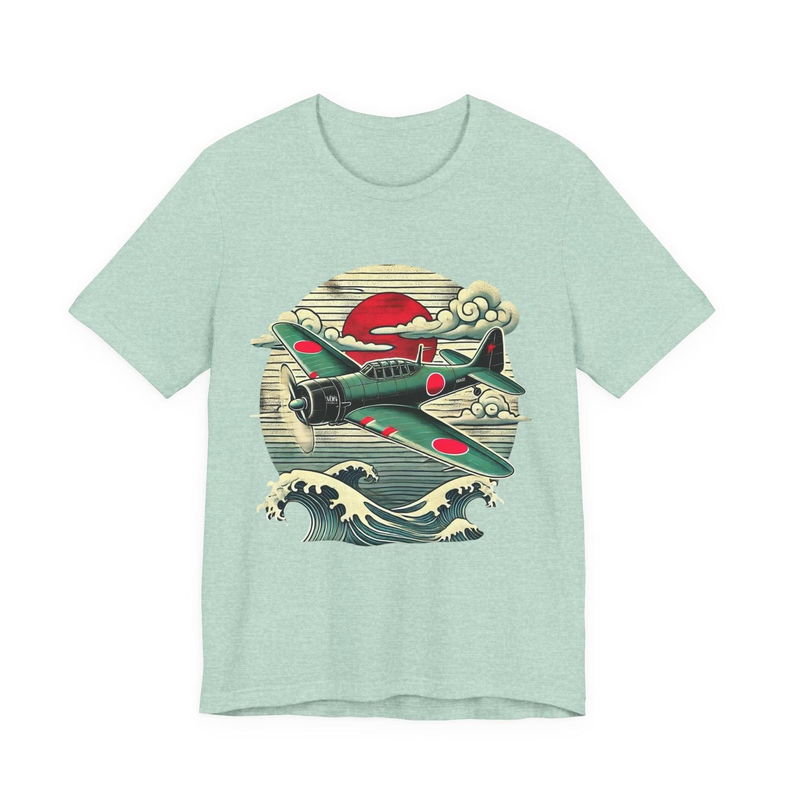 WW2 Japanese Zero Fighter Plane T-Shirt History Buff Vintage Military Art Design S разноцветный