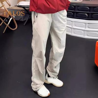 Pantaloni Cargo da Uomo Sottili Asciugatura Rapida per Viaggi all'Aperto Campeggio Pantaloni Larghi Vita con Coulisse Colore Unito con Tasche con Zip Pantaloni Lunghi