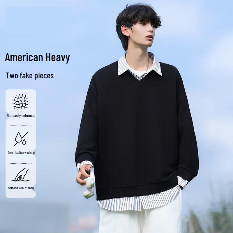 

MONPOC Men s Faux Two-Piece Plaid Polo Sweatshirt XL