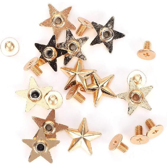 50 Set Star Studs, 14mm Chicago Screws Rivet Studs for DIY Clothes Shoes Purse Decoration(Golden)