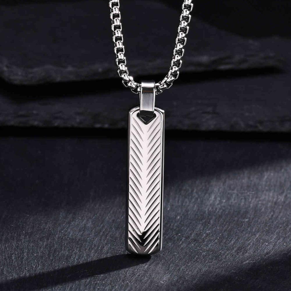 Vnox Mens Silver Color Bar Necklaces, Geometric Stainless Steel Pendant with Box Chain, Minimalst Metal Jewelry Gift for Him