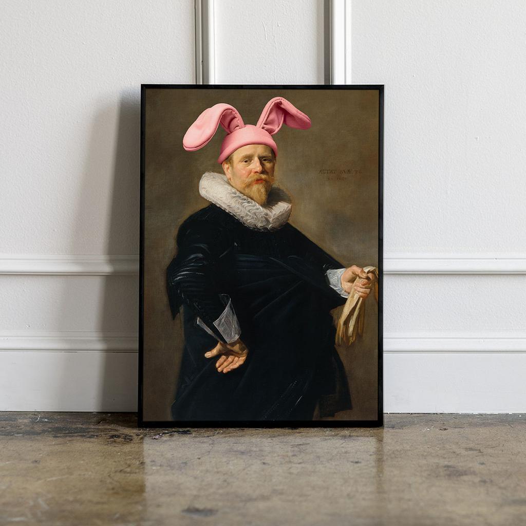 Plakat w ramce portret królik uszy