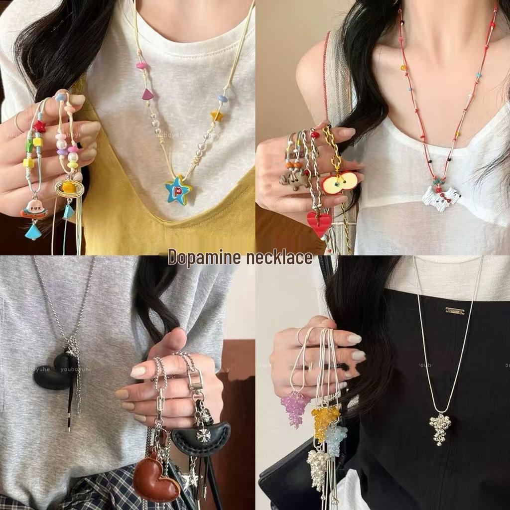 Böhmische Seestern-Halskette: Bunte Perlenkeramik Ethno-Stil mit gewebter Kordel für Damen