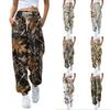 Damen Freizeithose mit Blätterdruck, Jogginghose mit Kordelzug, elastischem Bund und schmal zulaufendem Bein