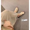 Grape Mother, the Same Style, Huge Comfortable Pleated Kinked Cloud Row Wind One-word Slippers, Square Head Versatile Flat Bottom Cool Slippers